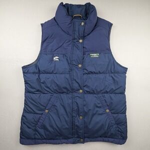 LL. Bean Down Vest Mens Blue Puffer Sleeveless Outdoor Full Snap Sz L Downtec